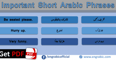 Arabic to English Phrases with Meanings in Urdu. Short Arabic Phrases with translation in Urdu. Learn Arabic through English and Urdu. Frequently used Arabic sentences in daily life. Sentences for spoken Arabic and English. Arabic Sentences for Spoken English and Urdu. Commonly spoken Arabic to English Sentences. Arabic to Urdu sentences used in daily life. Daily life short spoken Arabic phrases.