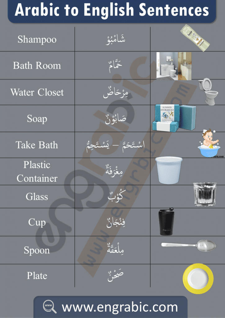 Arabic Vocabulary for Household Items in Arabic. Memorizing Vocabularies help you to quickly understand Arabic. The best way to learn Arabic is to memorize the vocabularies of the objects you use in your daily life. Arabic Vocabulary around the house and learn Arabic Vocabulary related to the Home. 
