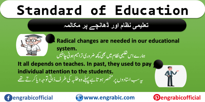A short dialogue on Education standard. The teachers and student dialogue about studies and education are always interesting. This is a short dialogue on Standard of Education