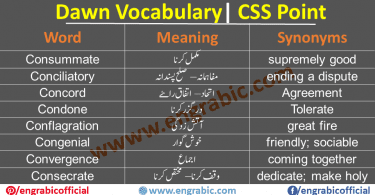 CSS Vocabulary PDF List with Urdu Meanings Learn important CSS and PMS Vocabulary with Urdu meanings and their type. This vocabulary list contains most repeated words in exams. Download CSS Notes for CSS Compulsory Subject “English (Precis & Composition)”. IMPORTANT CSS VOCABULARY. Thevocabulary will include the words from dawn newspaper along with their meanings which will save a lot of time of the aspirants. CSS vocabulary and grammar basics. Gre vocabulary for CSS. Dawn newspaper vocabulary list pdf. English vocabulary words for cuss pdf.