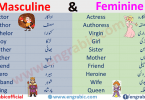 Male and Female Masculine Feminine in English List With Urdu English For kids. Learn 100 examples of masculine and feminine list of genders pdf with Urdu/Hindi meanings. Learn Common Masculine and Feminine Words with Examples. 