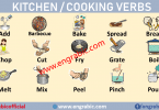 List of useful kitchen verbs in English with pictures and examples. If you are spending a lot of time in the kitchen whether that is for fun or because it is your job, it will be very useful to have a good knowledge of cooking verbs.
