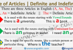 Articles A-AN-THE definition The indefinite articles A/AN are used when talking about a general or non-specific noun. Where is a teacher? A book is on the table. Did you bring a cake? But unlike the definite article, A/AN can only be used with singular countable nouns. We can’t say a teachers, a books, a cakes. Instead we use the definite article: the teachers, the books, the cake