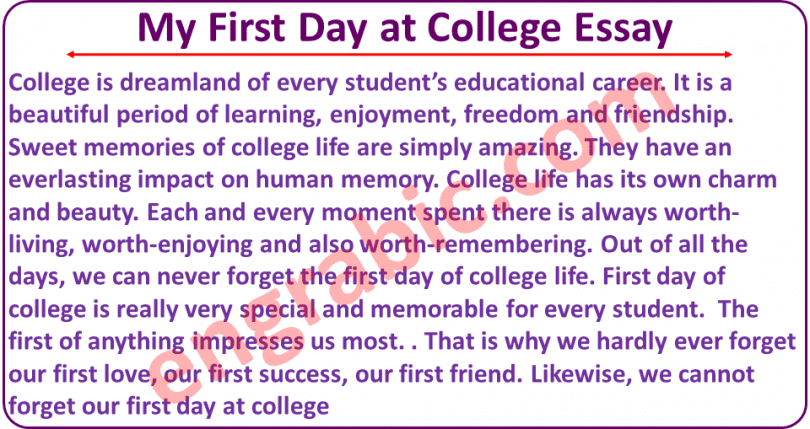 essay writing in english my first day at college