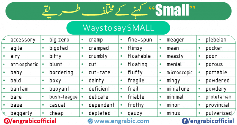 Small Synonyms | Little Synonyms | Other Words for Small ...
