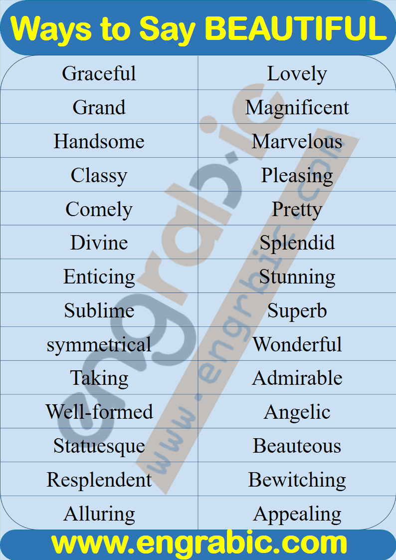 Other Ways to Say Beautiful | Beautiful Synonyms | Engrabic