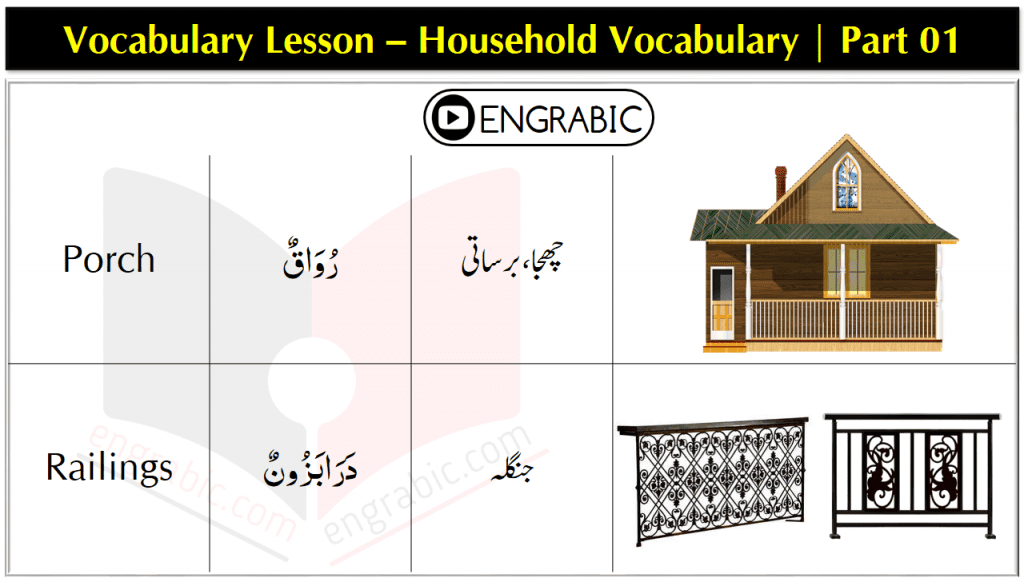 Household Items in Arabic. Memorizing Vocabularies help you to quickly understand Arabic. The best way to learn Arabic is to memorize the vocabularies of the objects you use in your daily life. Arabic Vocabulary around the house and learn Arabic Vocabulary related to the Home.