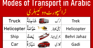 Transportation Name in Arabic, English and Urdu/Hindi. Transportation Name with images in Arabic, English and Urdu/Hindi.