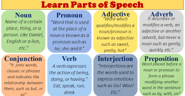 Parts of speech are fundamental categories that classify words based on their grammatical functions, roles, and relationships within sentences. They provide a framework for understanding how words are used in a language and help determine their syntactic behavior