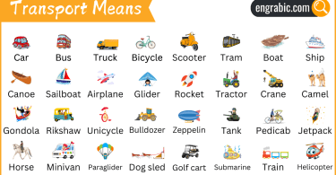 55 Transport means in English with clear pictures for vocabulary learning