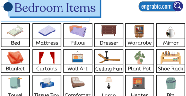 Picture dictionary of bedroom essentials for easy word recall